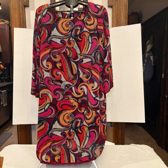 Maeve Anthropologie Womens Flavia Swirl Shift Dress Size XL Colorful Retro 70s - Picture 1 of 8